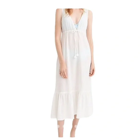 white christmas dresses Original Dream Bow Tie Dress in Crinkle Cotton Voile Small / Natural main image 0